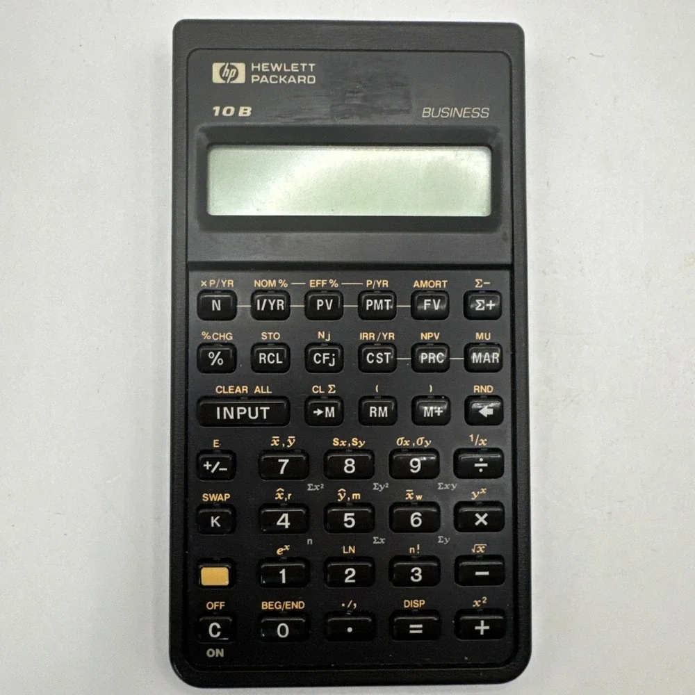 Vintage HP Hewlett Packard 10-B Business Scientific Calculator 1987 W/Sleeve